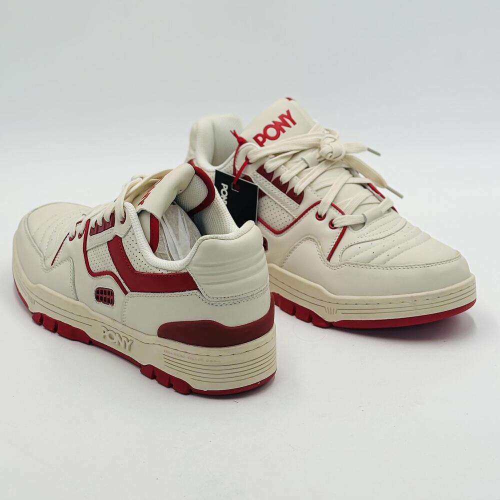 PONY Low Genuine Leather Premium Lace Up Off White / Red